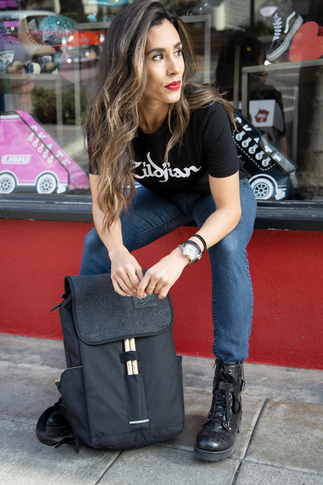 Zildjian Laptop-Rucksack mit Flanell-Klappe in Grau