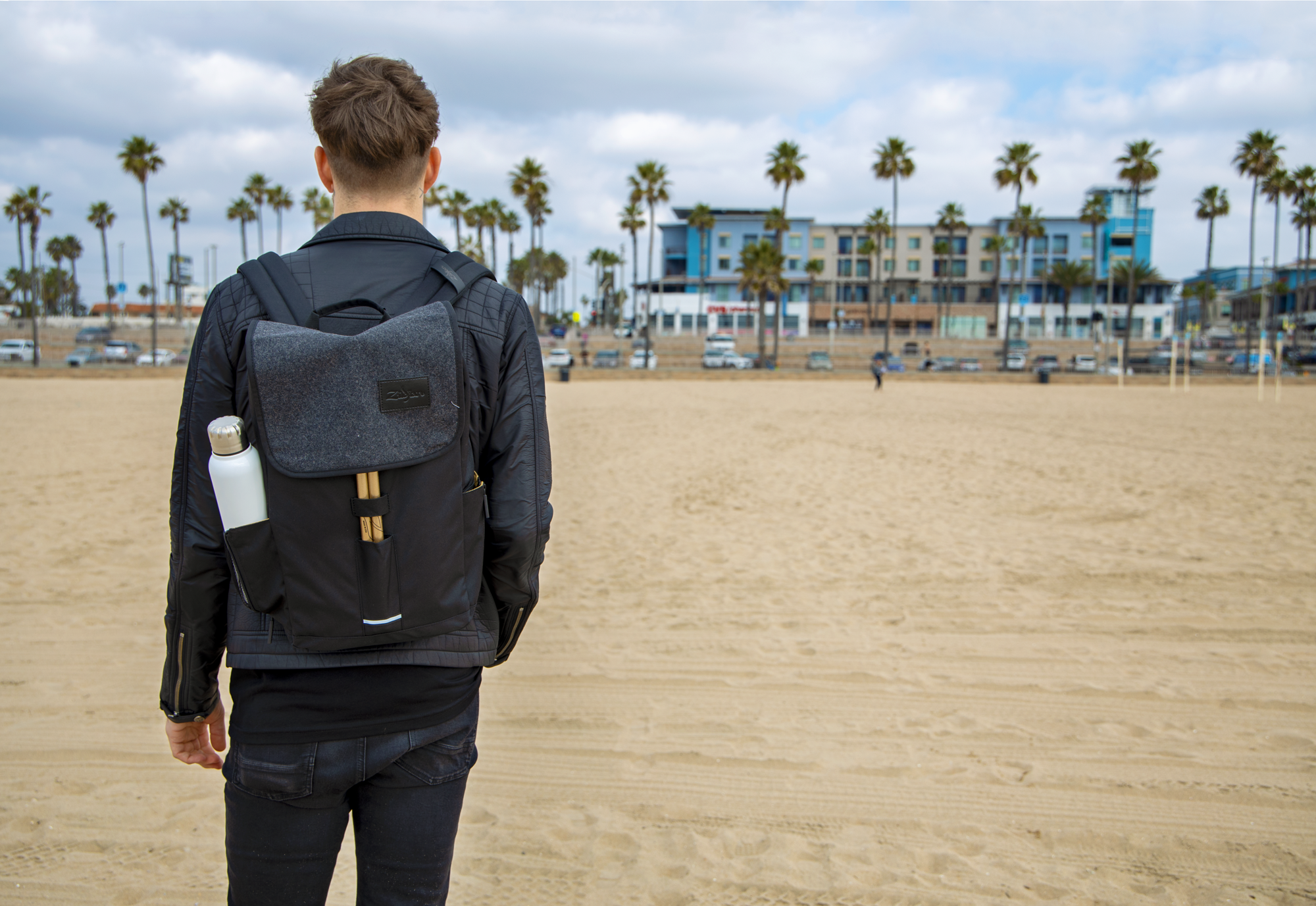 Zildjian Laptop-Rucksack mit Flanell-Klappe in Grau